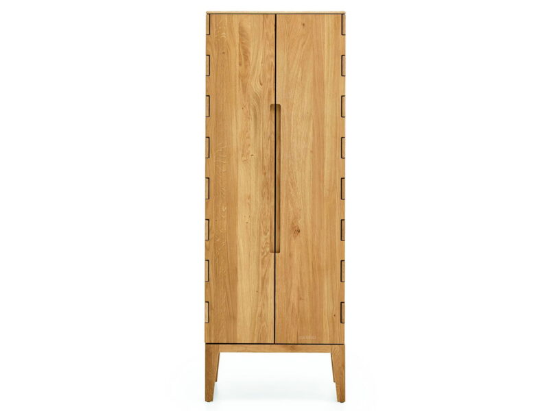 Witryna dębowa 60 cm wąska do salonu Ora