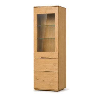 Witryna dębowa 60 cm wąska do salonu Valverde