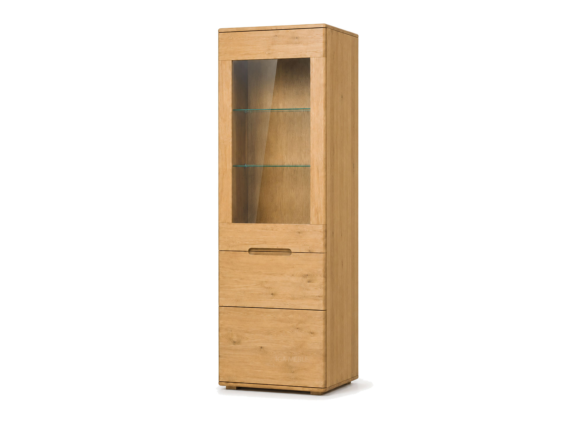 Witryna dębowa 60 cm wąska do salonu Valverde
