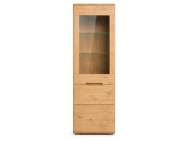 Witryna dębowa 60 cm wąska do salonu Valverde