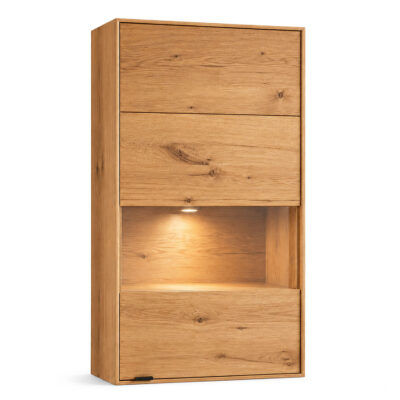 Witryna dębowa 62 cm wąska do salonu Tenera