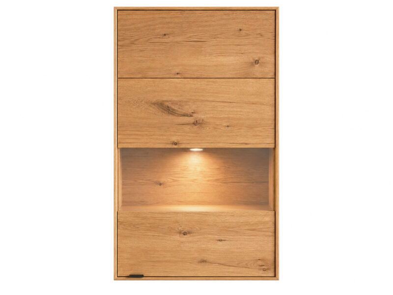Witryna dębowa 62 cm wąska do salonu Tenera