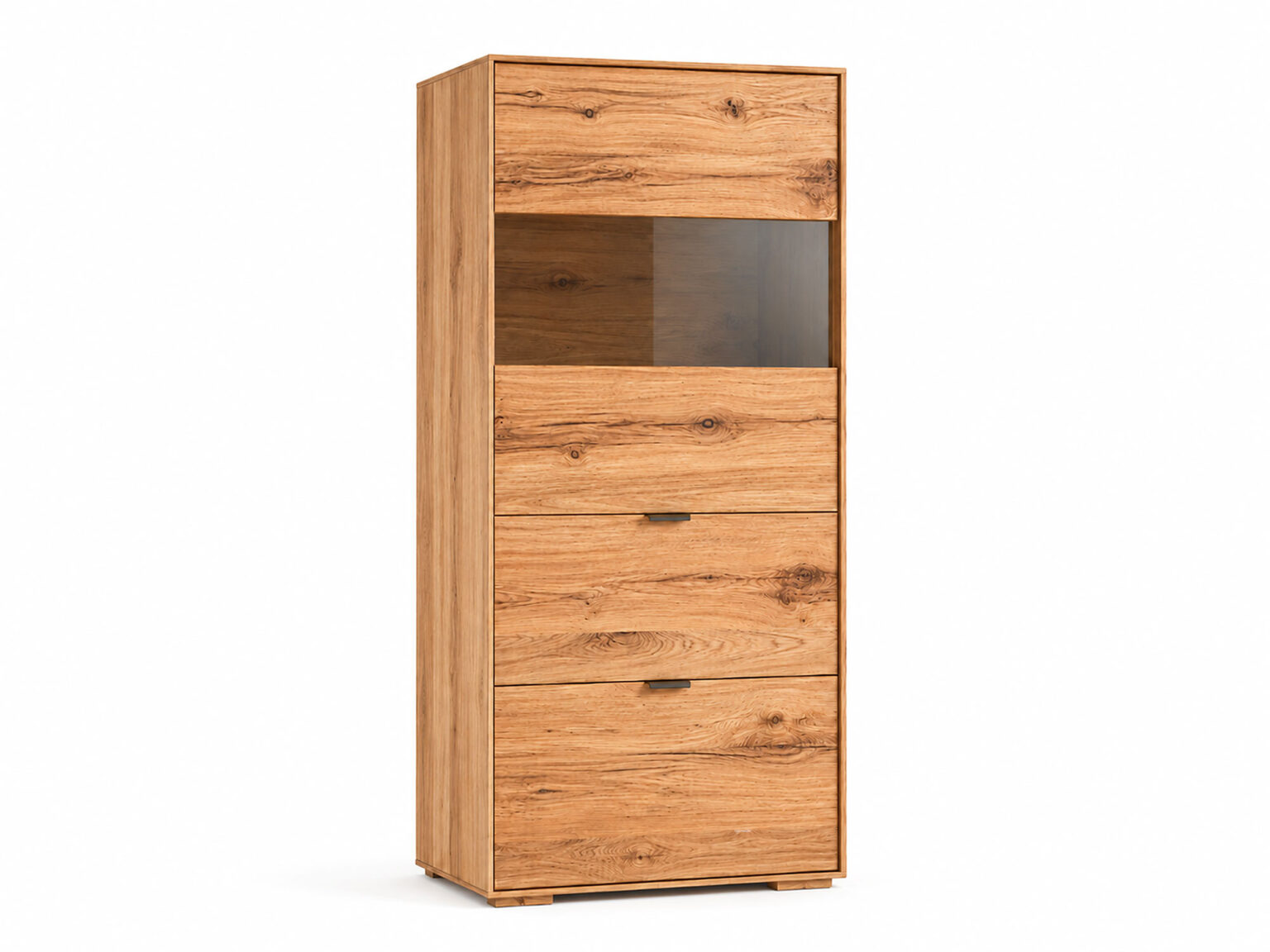 Witryna dębowa 62 cm wąska do salonu Tenera