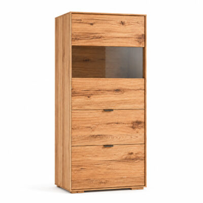 Witryna dębowa 62 cm wąska do salonu Tenera