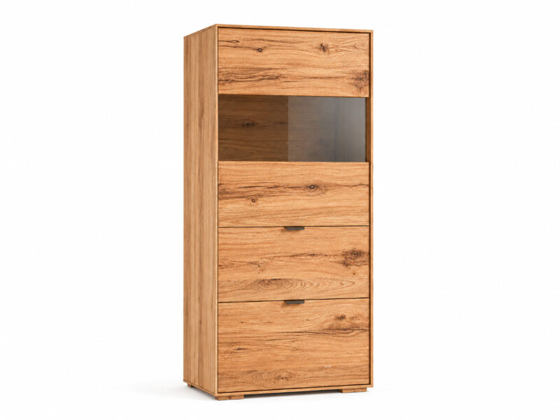 Witryna dębowa 62 cm wąska do salonu Tenera