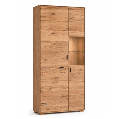 Witryna dębowa 96 cm wąska do salonu Tenera