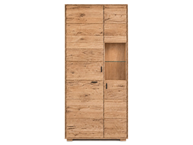 Witryna dębowa 96 cm wąska do salonu Tenera
