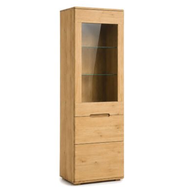Witryna dębowa 60 cm wąska do salonu Valverde