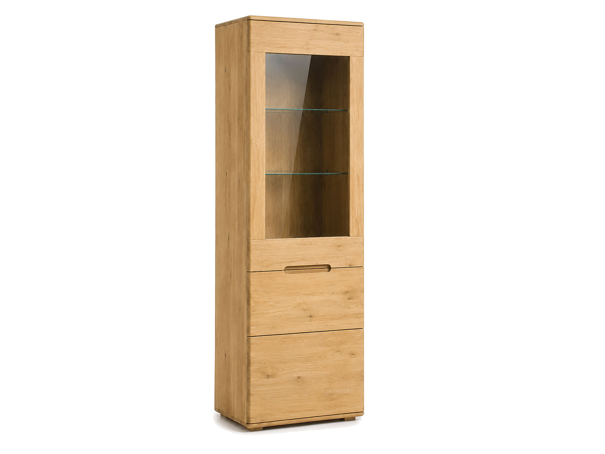 Witryna dębowa 60 cm wąska do salonu Valverde